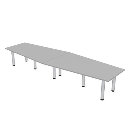 SKUTCHI DESIGNS 10x4 Hexagon Shaped Conference Room Table with Silver Post Legs, 10 Person Table, Light Gray HAR-HEXIR-46119PT-01